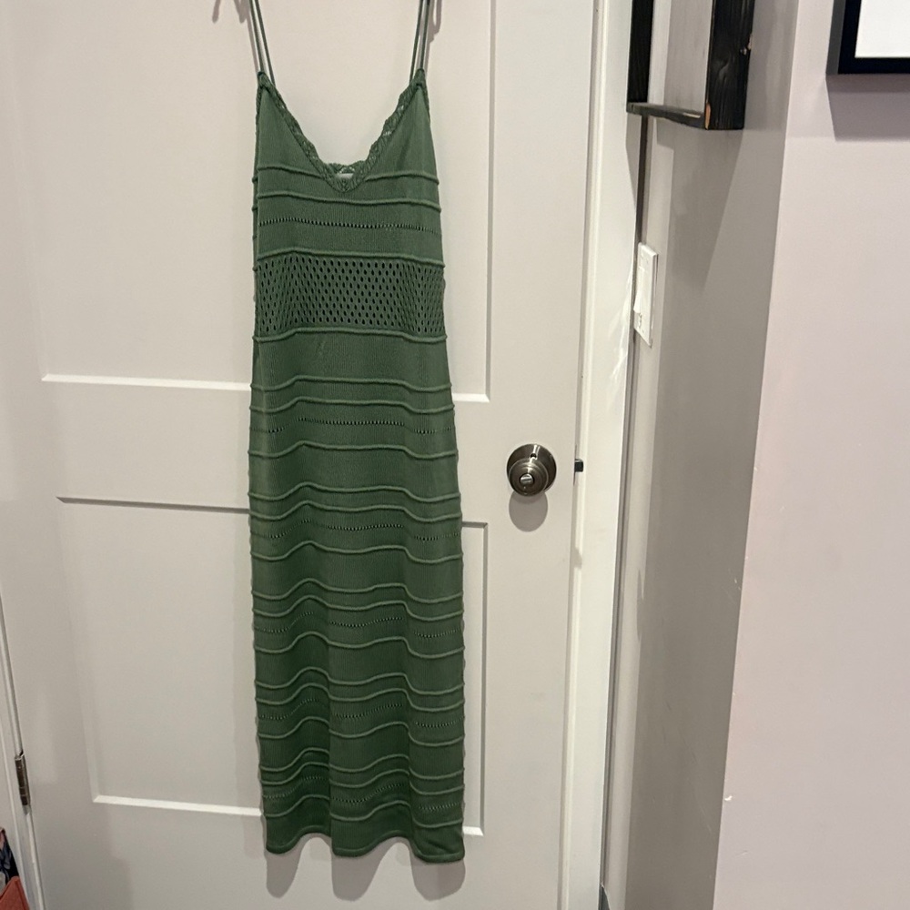 Elegant Green Lace Trim Dress